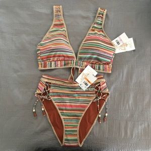 NWT Becca Kasbah Bikini Top High Waist Bottom Set